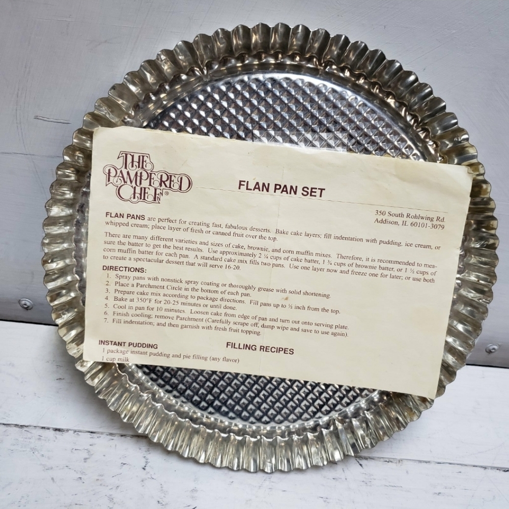 Vintage FLAN PAN SET Pampered Chef kitchen baking pastry sweet cooking 10 inch